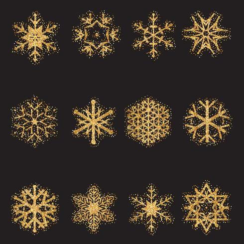 Colección de copos de nieve brillantes vector