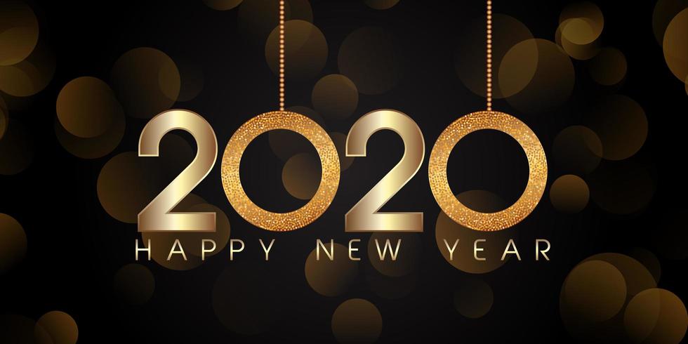 Glittery style Happy New Year banner design vector