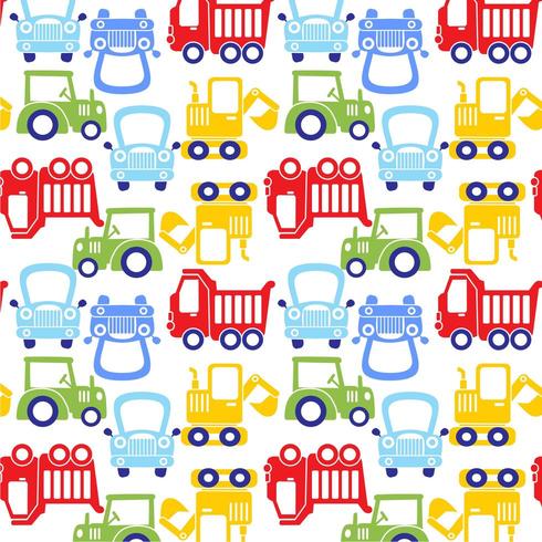 funny colorful cartoon car pattern vector