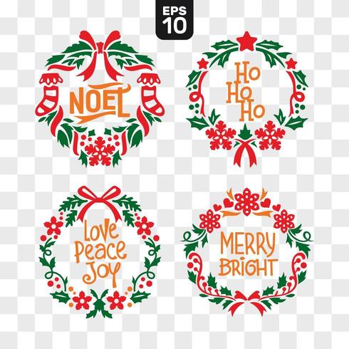 Winter Christmas Wreaths Collection vector