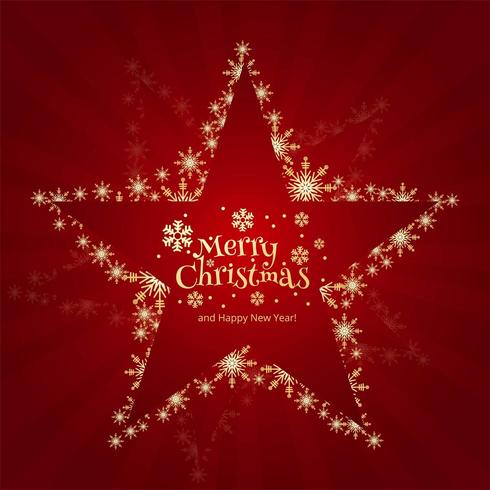 shiny snowflakes creative christmas star on red background vector