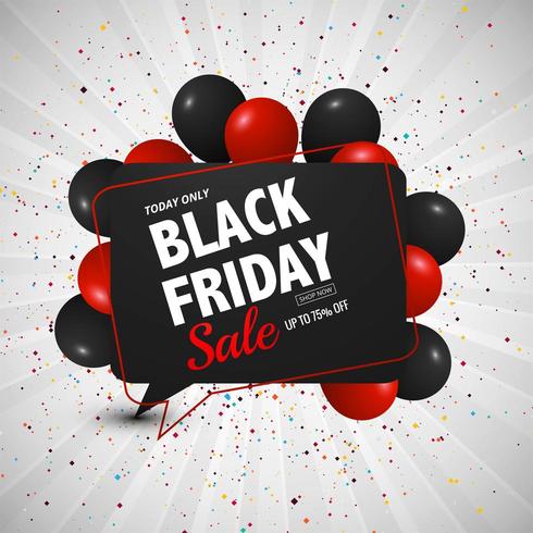 black friday sale background with balloons design vector