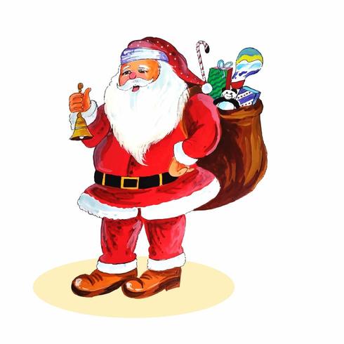 Watercolor Merry santa claus with a gift design vector