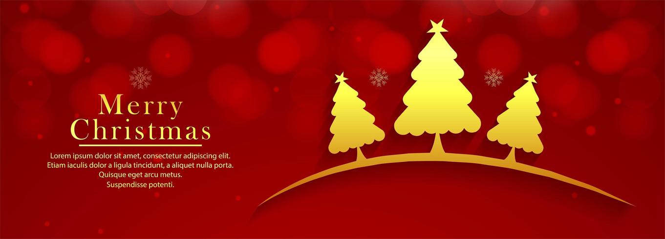 Hermoso árbol de navidad decorativo banner colorido fondo vector