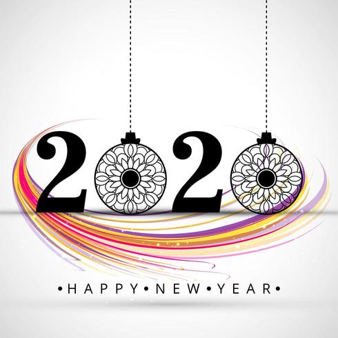 beautiful 2020 new year text celebration festival background vector