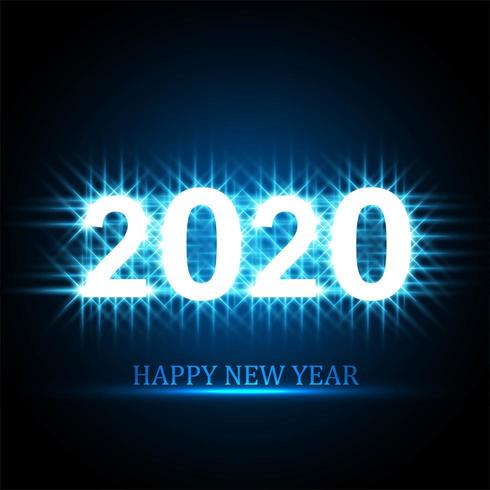 Diseño de tarjeta de celebración de texto de feliz año nuevo 2020 vector