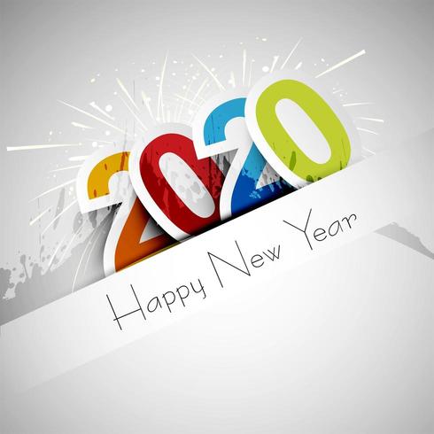 Diseño de tarjeta de celebración de texto de feliz año nuevo 2020 vector
