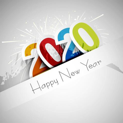 2020 Happy New Year text celebration card design vector