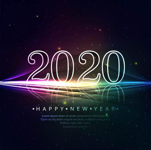 Diseño de texto de año nuevo de luces de neón 2020 vector