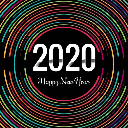 New Year creative 2020 neon rings design vector