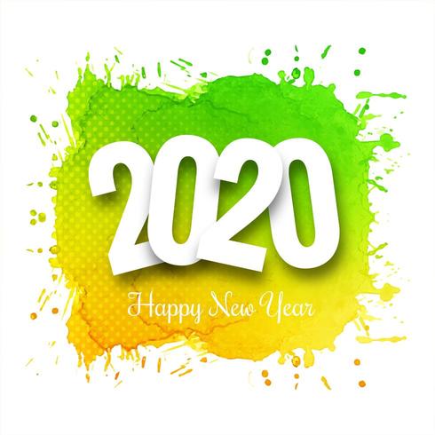 Bright 2020 new year text celebration background vector