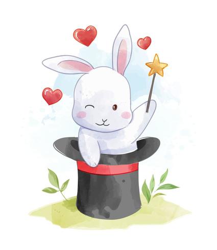 rabbit in magician hat  vector