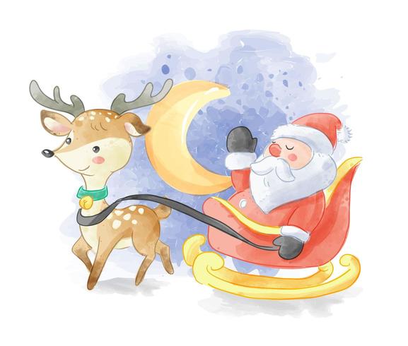 Santa Claus on sleigh with deer  vector