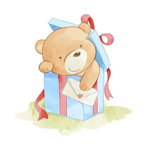 bear in present box vector