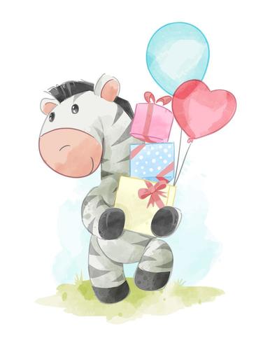  zebra holding present boxes  vector