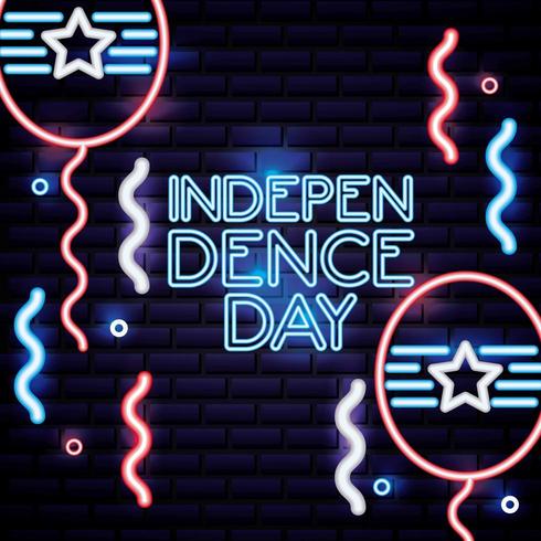 american independence day neon sign vector