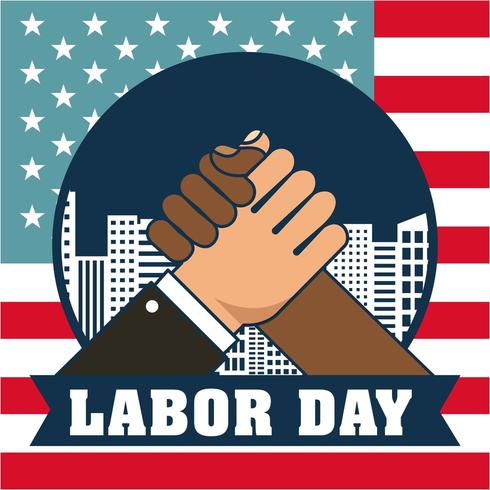 labor day card with holding hands vector