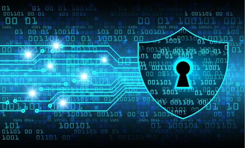 Closed padlock on digital background vector