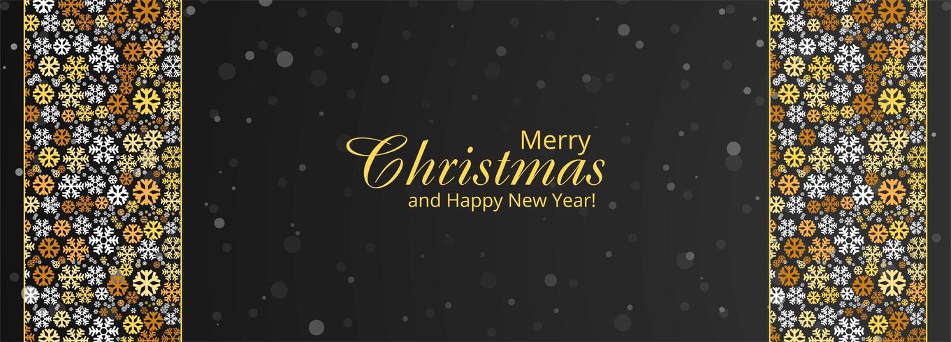 Merry Christmas snowflakes and happy new year banner design vector