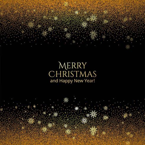 Merry Christmas card shiny golden glitters background vector