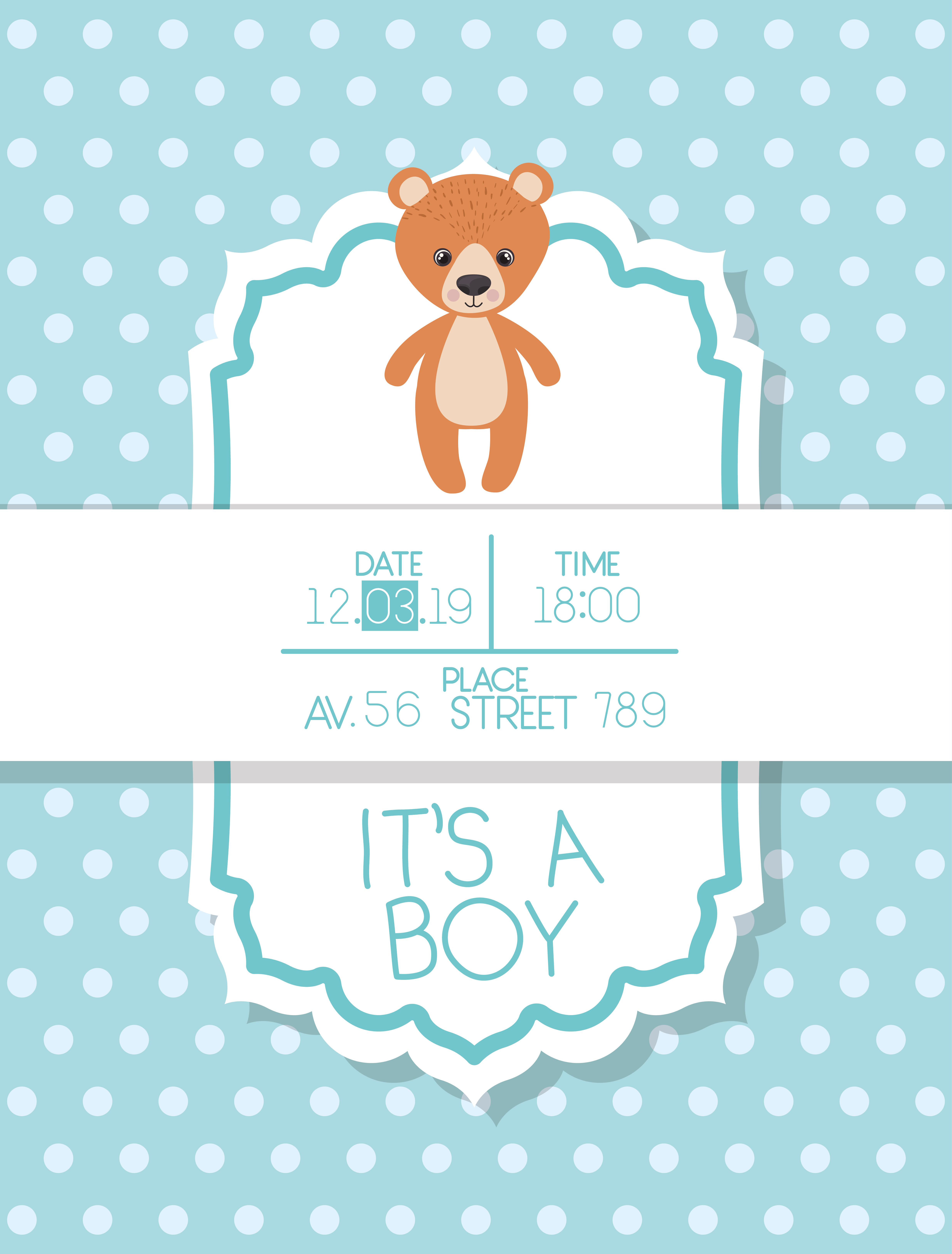 Download its a boy baby shower card with bear teddy - Download Free ...