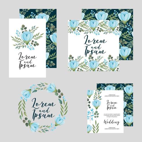 boda floral plantilla colección tarjetas flores diseño vector