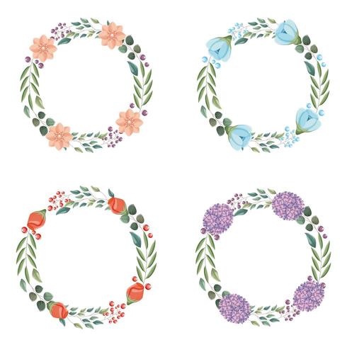 Floral wreath set decoration vector