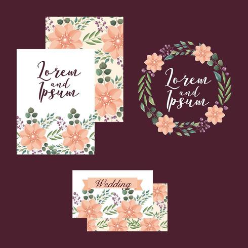 wedding cards template set vector