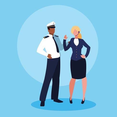 sailor man and businesswoman avatar character vector