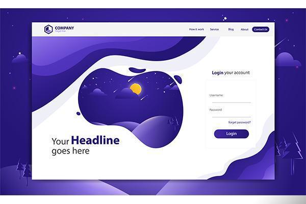 Login Form Landing Page Website Vector Template Design	
