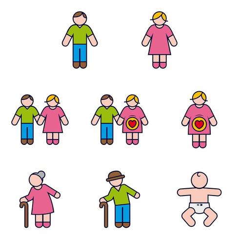 Couple Family and Baby and Pregnancy Icon Set vector