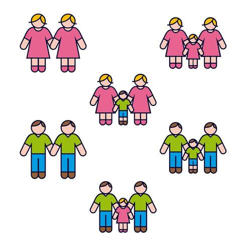 Same Gender Family Icon Set vector