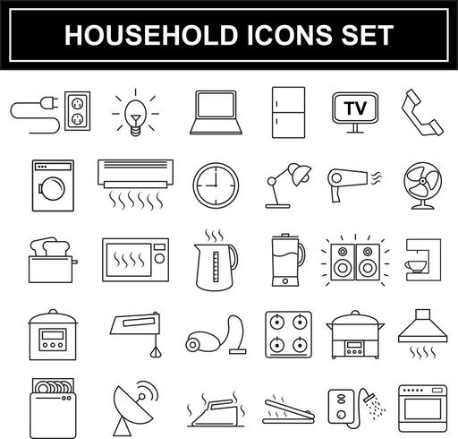 Household appliances icons set vector