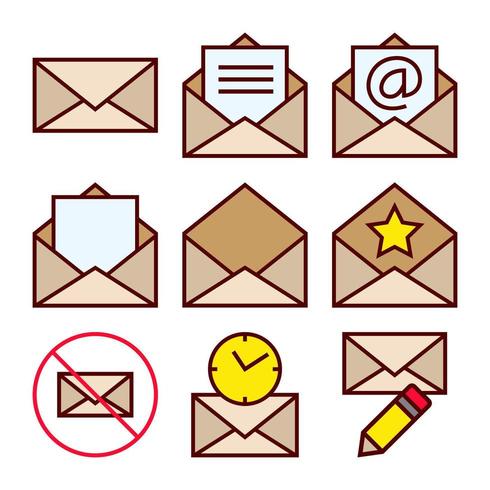 Conjunto de iconos de acciones de correo para correspondencia recibida por correo electrónico vector