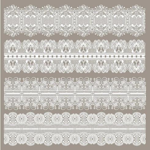 Set of lace ribbons seamless  vector