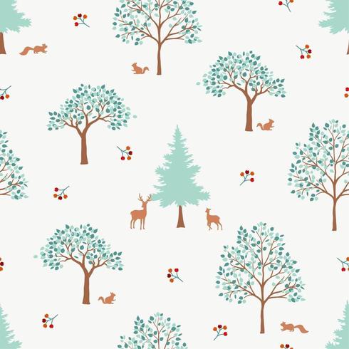 Hand drawn cute forest seamless pattern vector
