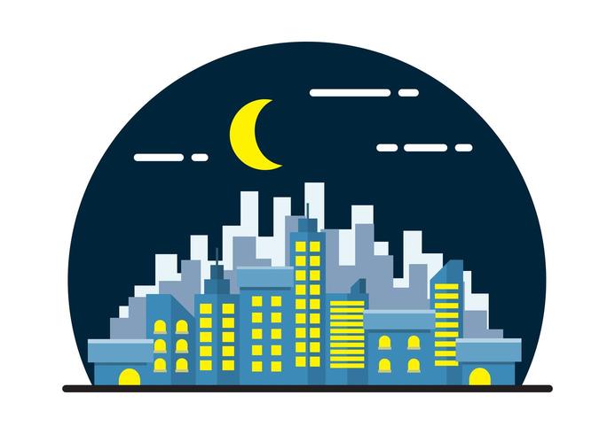 Night Cityscape Flat Illustration vector