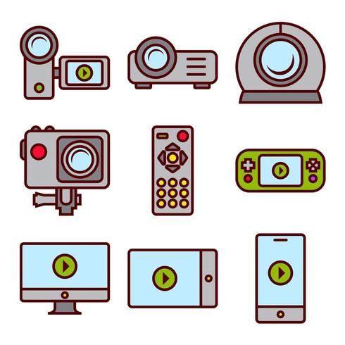 Dispositivos de grabación de video y pantallas vector