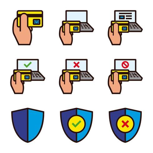 Set of Icons for Online Shopping Security vector