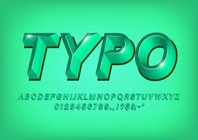 Título de efecto de texto de tipo de letra del alfabeto 3d verde vector