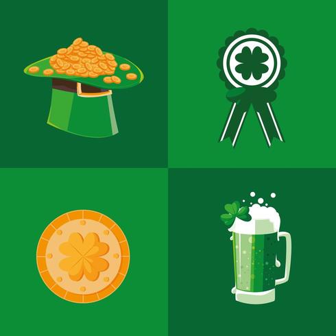 set icons of st patrick day vector