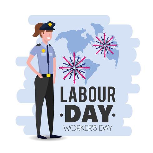 policewoman with uniform to labour day holiday vector