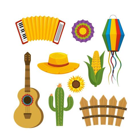 set festa junina decoration to party celebration vector