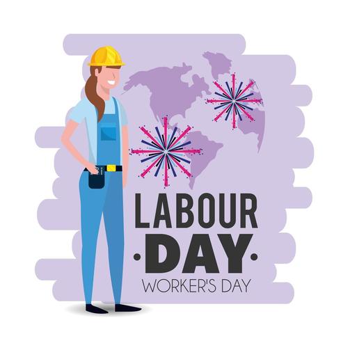 woman mechanic with uniform to labour day vector