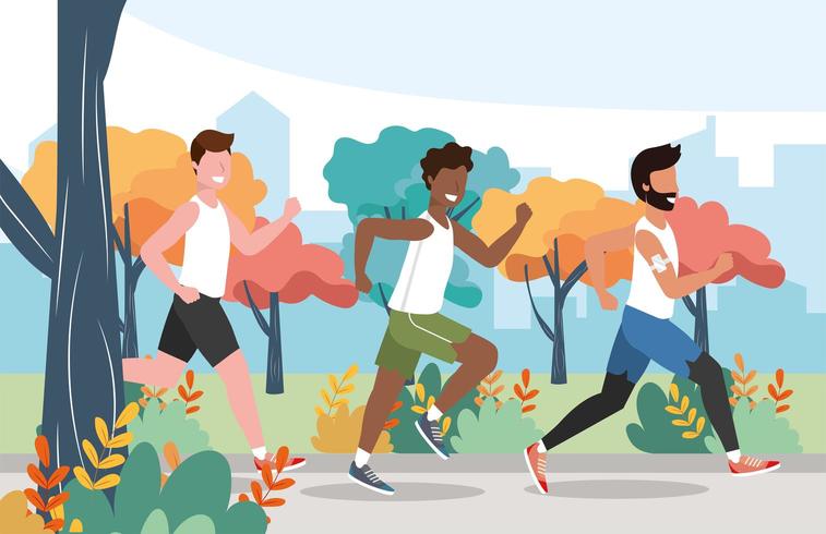 hombres corriendo práctica ejercicio actividad vector
