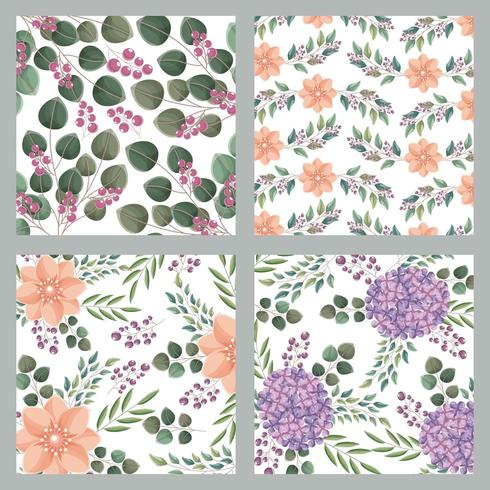 Set of botanical floral patterns vector