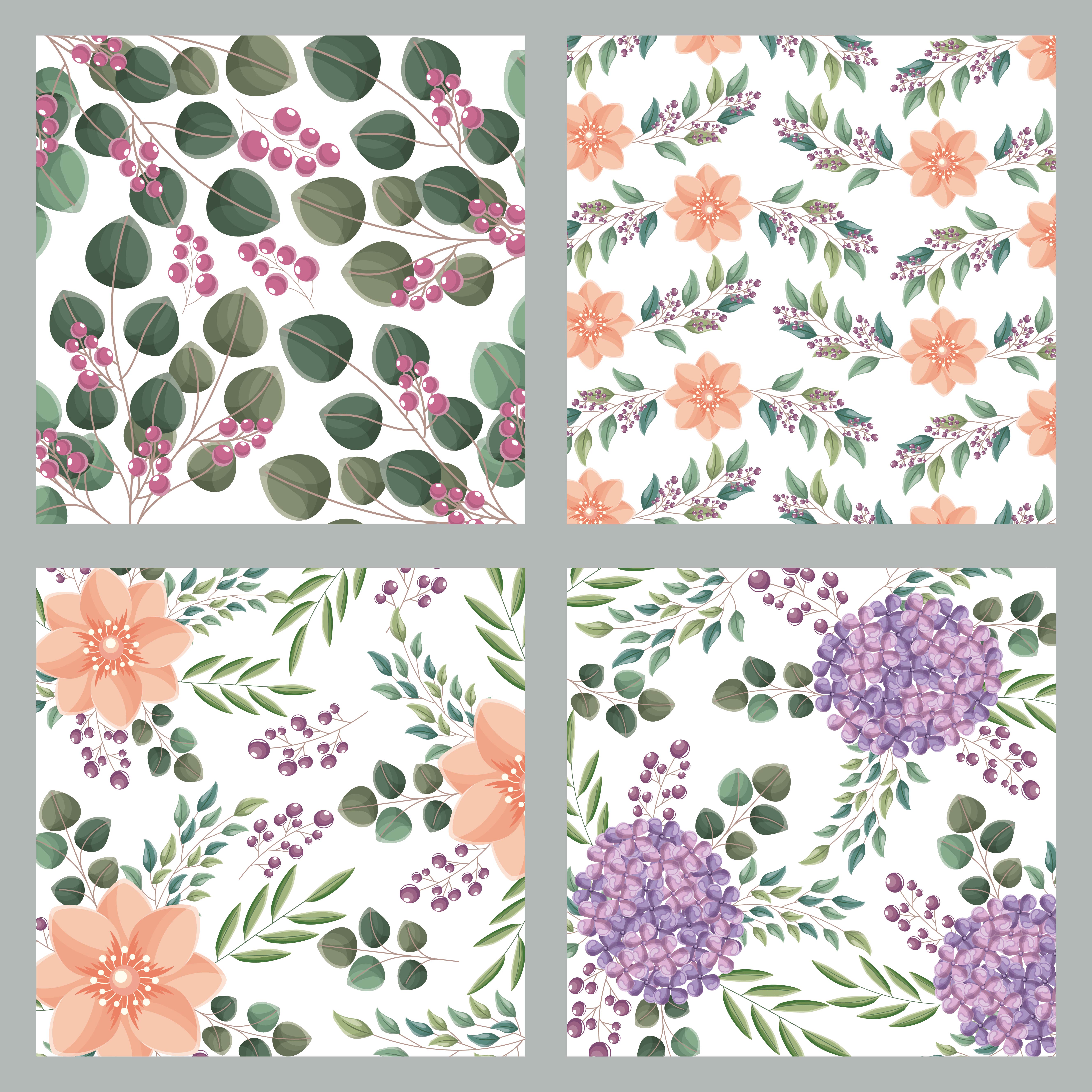 Set of botanical floral patterns 687844 Vector Art at Vecteezy
