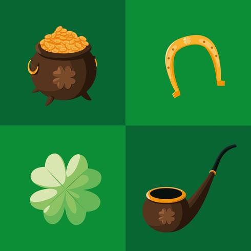 set icons of st patrick day vector