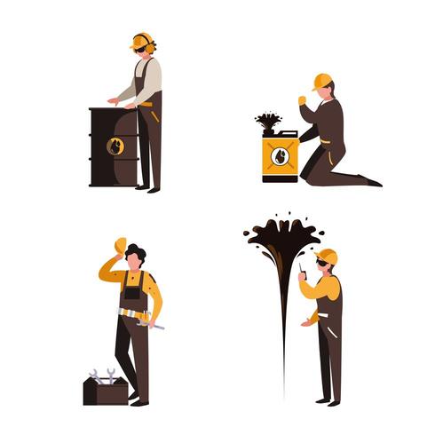 group of workers oil industry vector