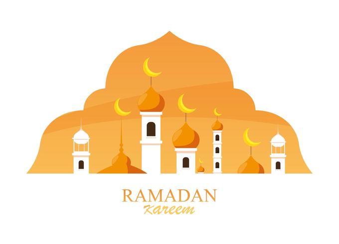 Mezquita de Ramadán Kareem en bastidor vector